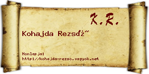 Kohajda Rezső névjegykártya